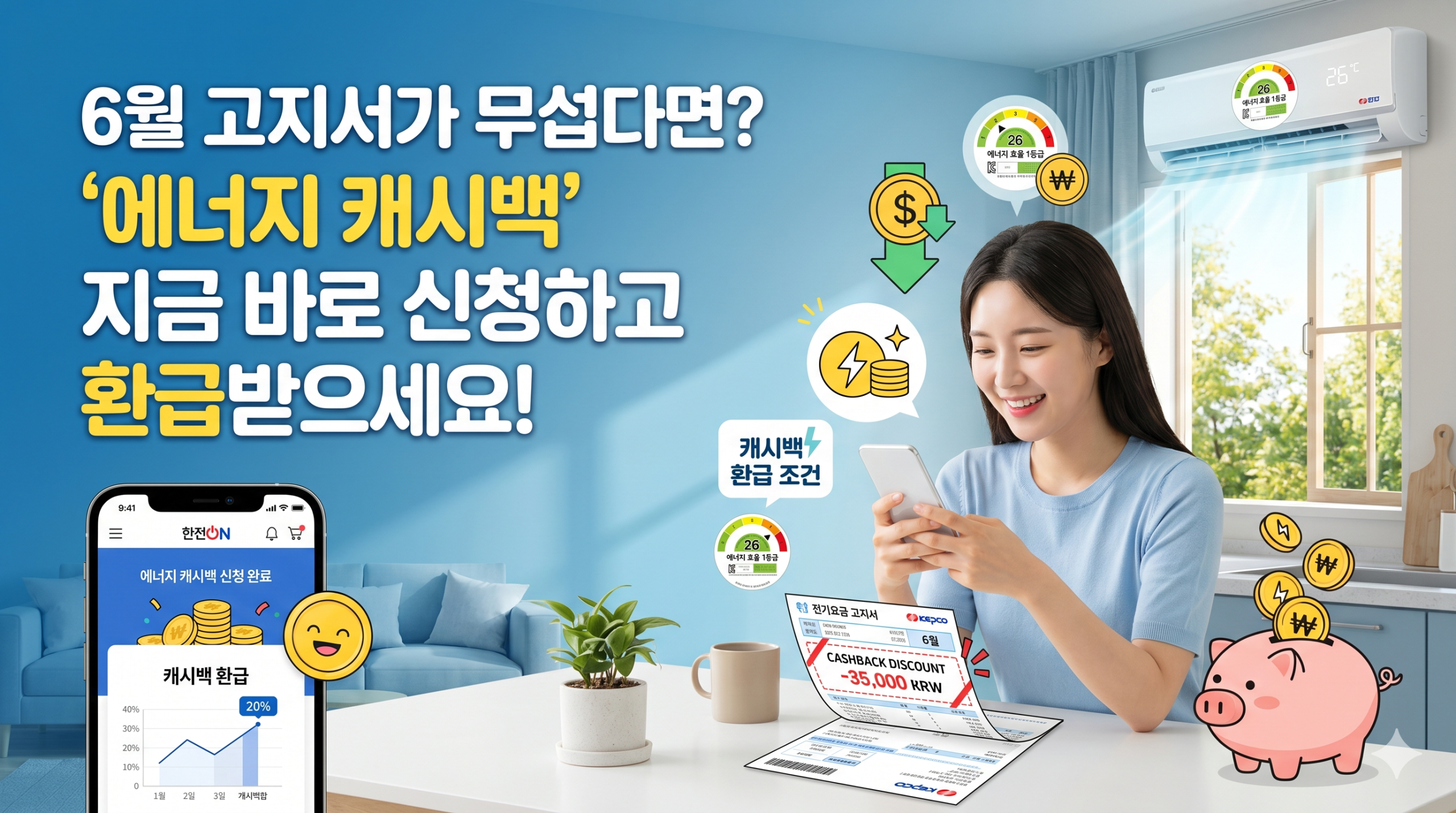 2026년 에너지 캐시백 전기요금 할인 환급금 많이 받는 법